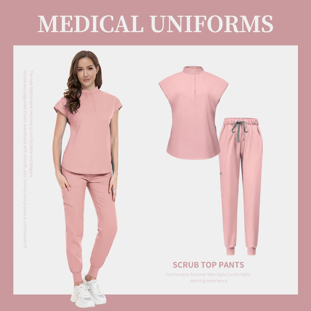 Fashion Scrub Uniforms Sets Beauty Salon Uniform Pet Dental Clinic Doctor Nurse Suits Nursing Scrubs Top Hospital Uniforms Women