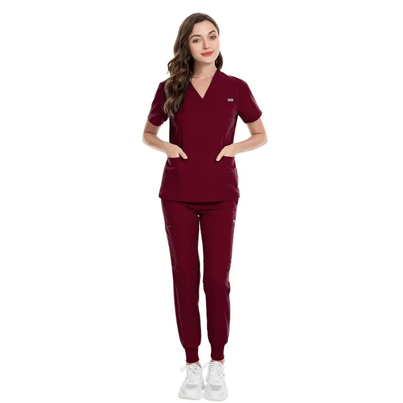 Women Scrubs Sets Nurse Accessories Medical Uniform Slim Fit Hospital Dental Clinical Workwear Clothing Surgical Overall Suits
