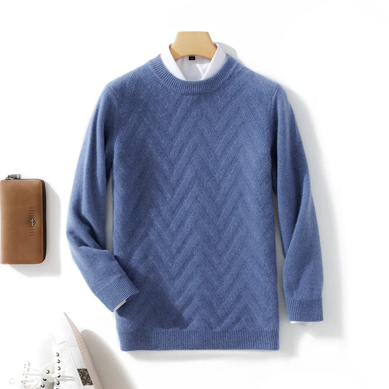 Men's Cashmere Sweater Autumn Winter  O-neck Long Sleeve Pullover  Casual Clothing 100% Merino Wool high-end Knitwear Top