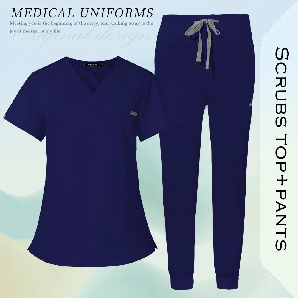 Nurse Uniform Woman Men Hospital Doctor Work Clothes Medical Nursing Top Jogging Pants Pet Workshop Uniforms Beauty SPA Workwear