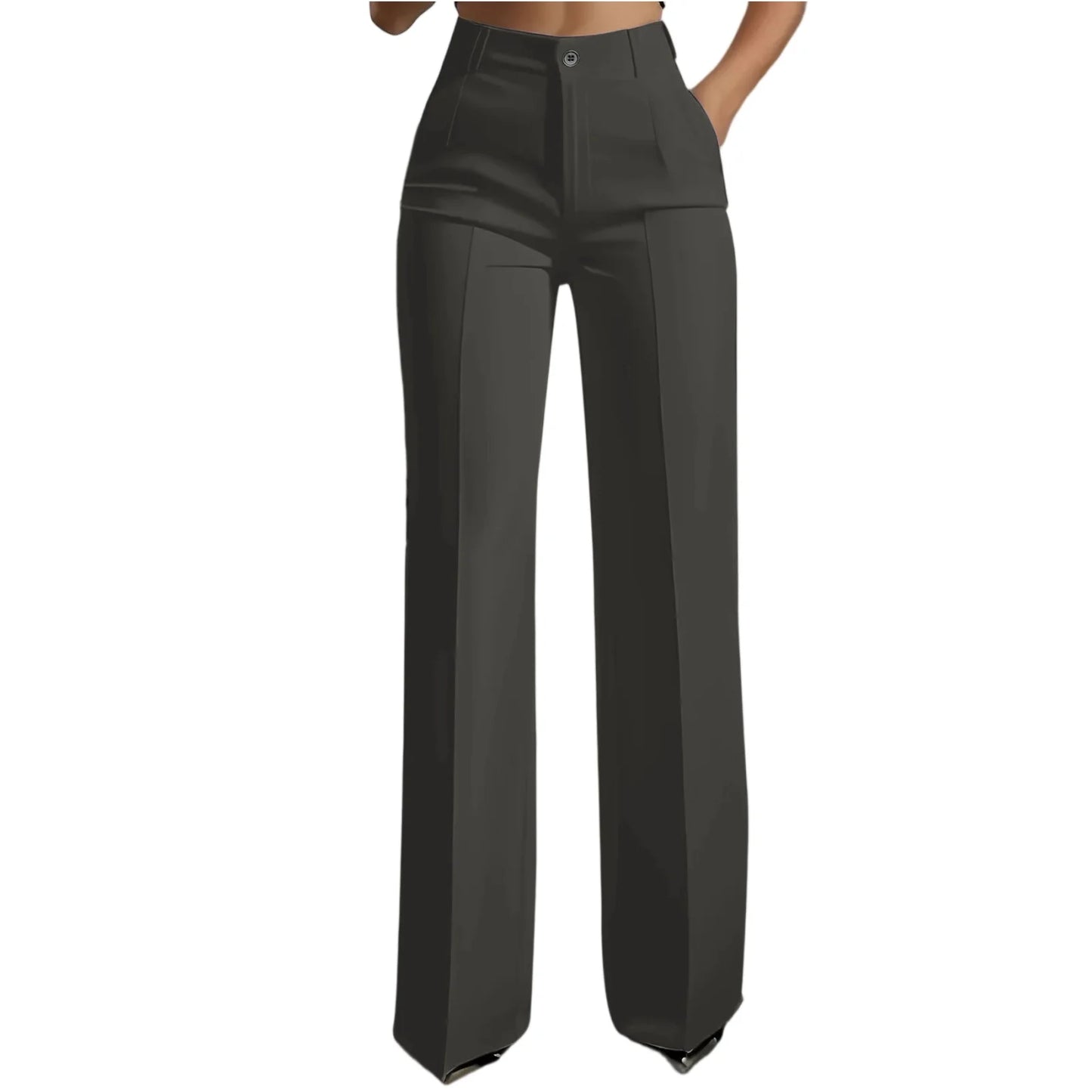 Women's High Waist Pants Drapey Straight-Leg Minimalist Blazer Pants Versatile Stylish Sophisticated Work Casual Trousers