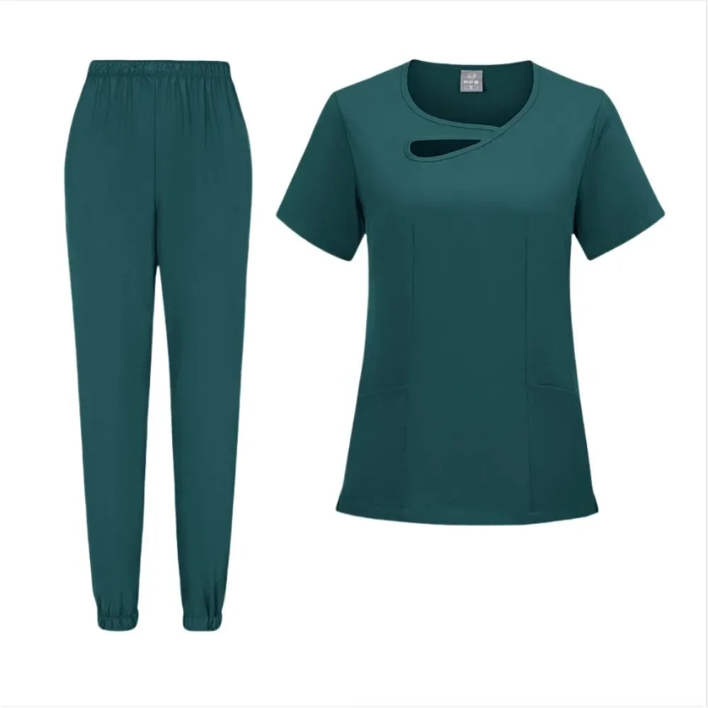 New Medical Doctor Nurse Surgical Uniforms Woman Scrub Set Beauty Salon Work Wear Clinical Scrubs Top-Pants Spa Nursing Tunic