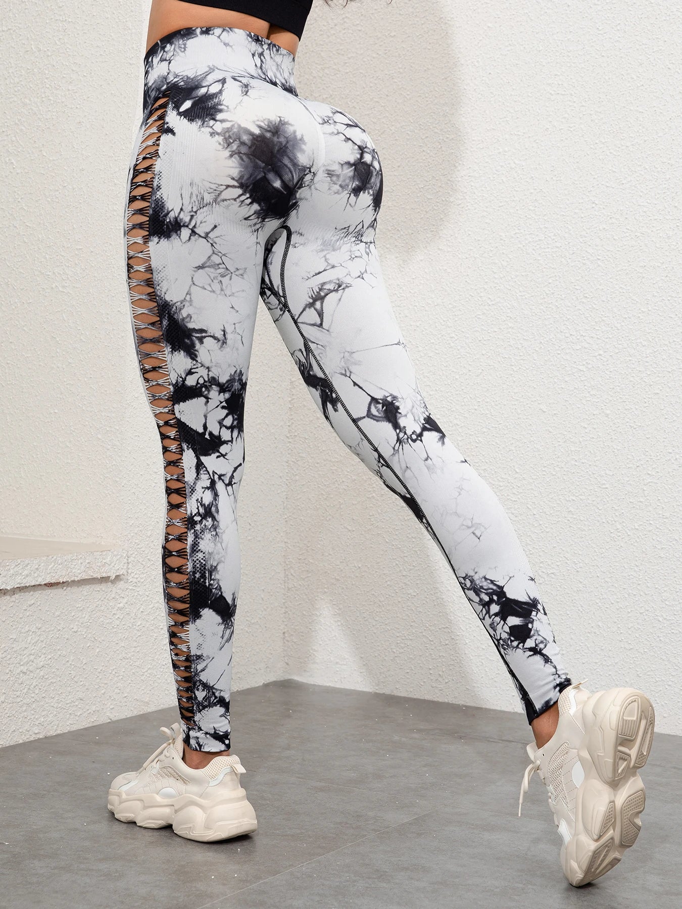 Butt Lifting Sexy Gym Leggings Women High Waist Seamless Tie Dye  Leggings Women Skinny Stretch Outdoors Hollow Out Pants