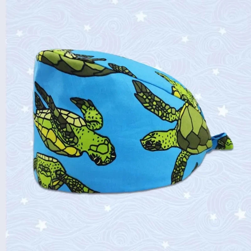 Nurse Scrubs Cap Adjustable Scrubs Hat Unisex Cotton Pink Print Nursing Caps Accessories Medical Work Hat Pet Shop Surgicals Hat