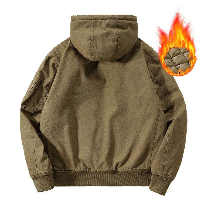 Winter Bomber Jacket 100% Cotton Hooded Warm Thick Overcoat Quilted Cotton Padded Tactical New Parkas Thermal Parkas Coats