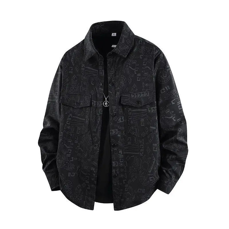 Graffiti Shirts Men Spring Autumn Long Sleeve Shirt Plus Size 8XL Fashion Casual Shirts Jackets Male Big Size 8XL