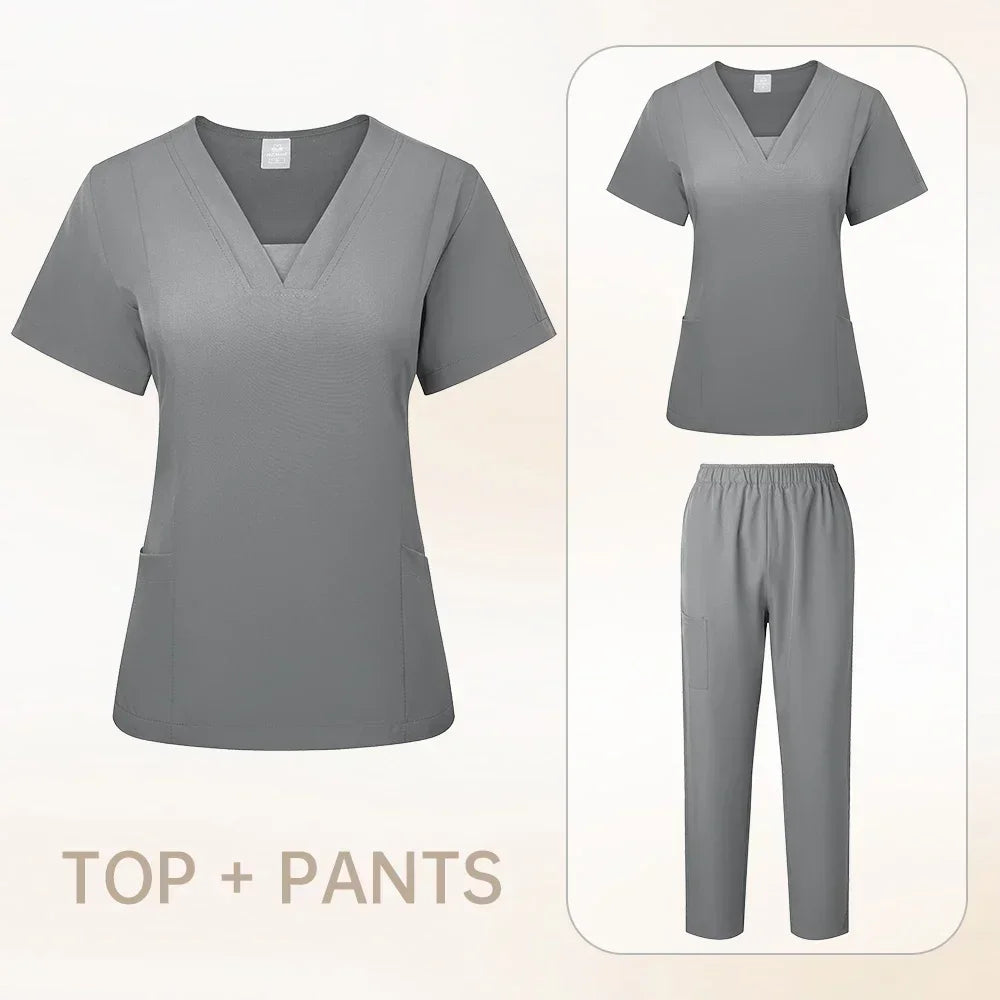 Pet Grooming Institution Scrubs Set High Quality Spa Uniforms Unisex V-Neck Work Clothes Medical Suits Clothes Scrubs Tops Pants