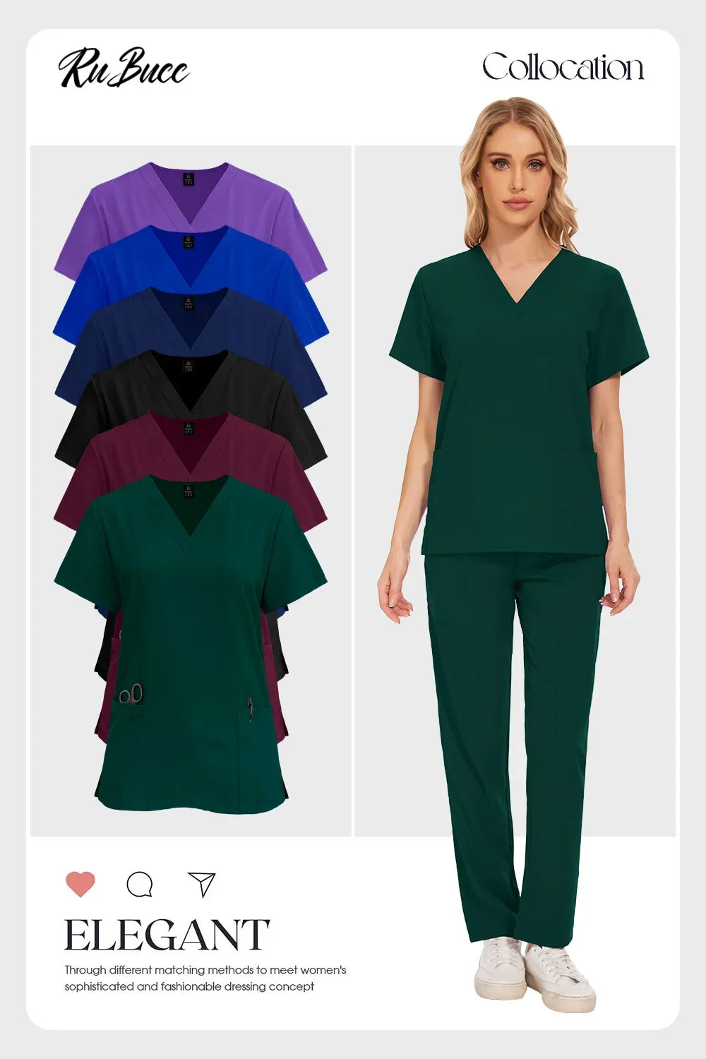 Women Health Service Nurse Uniforms Scrub Set Beauty Salon Spa Workwear Scrubs Top+Pant Doctor Nursing Tunic Suit
