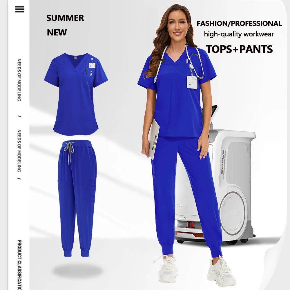 Work Clothes Woman Men Soft Summer Medical Uniform Doctor Surgery Workwear