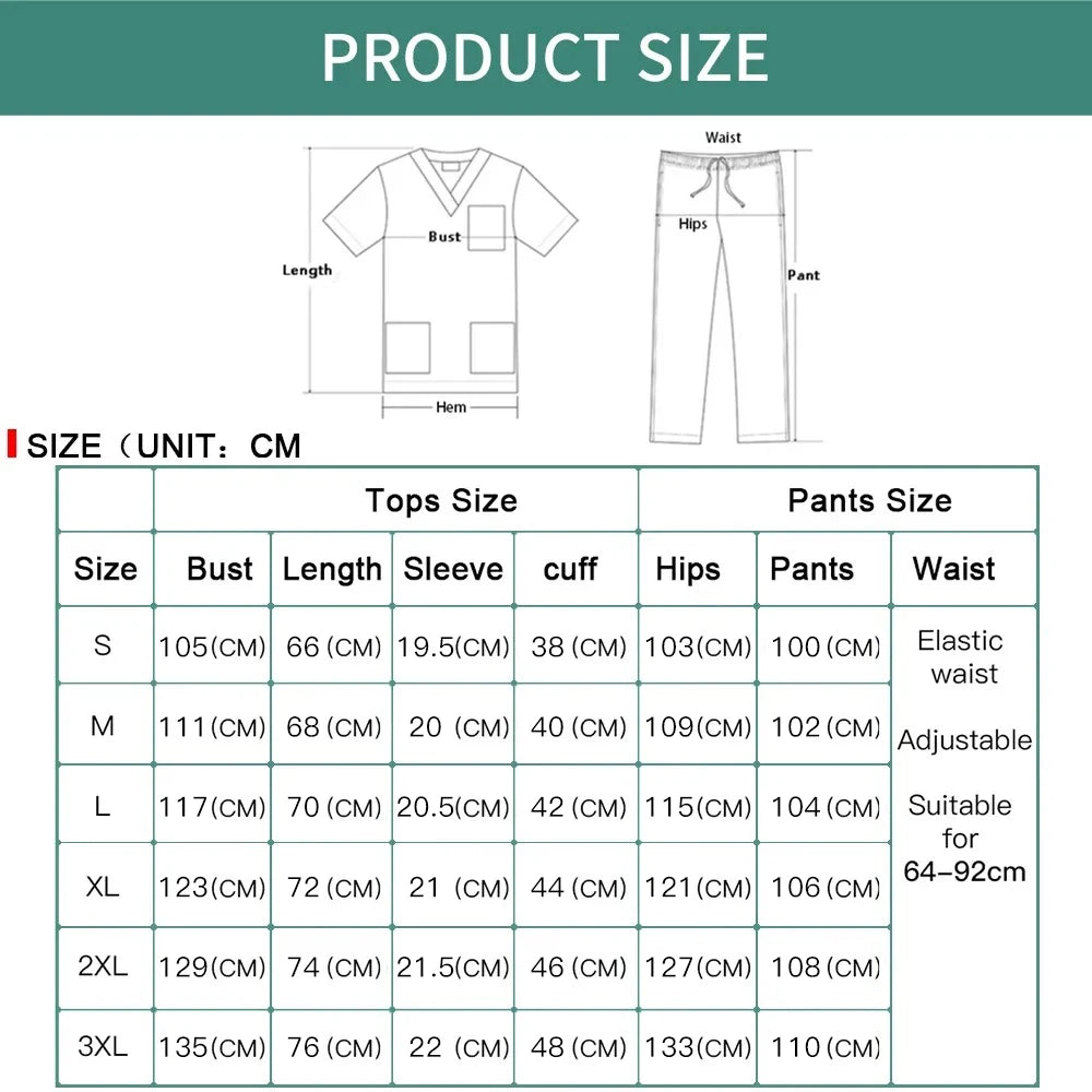 Nursing Scrubs Set High-quality Anti-Wrinkle Thick Medical Surgical Uniforms Hospital Tops Pants Doctor Nurse Uniforms Men Women
