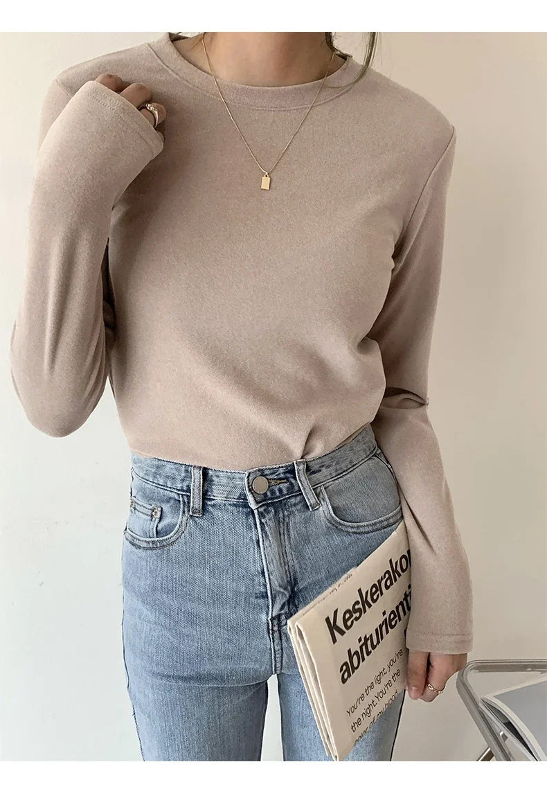 Winter Women Sweater T Shirt Women  Oversize T-Shirt Woman Clothes Female Tee Tops Pullover Long Sleeve Tube Knitted Tshirt Top