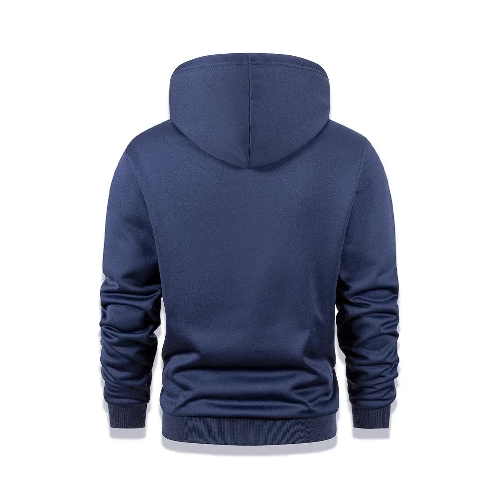 Winter Men's Fleece Hoodies Solid Color Casual Warm Long Sleeve Pullover New Crew Neck Hooded Sweatshirt Streetwear Men Clothing