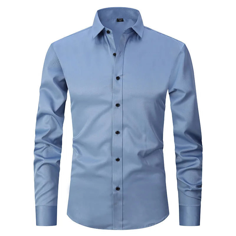 6XL 7XL 8XL Spring and Autumn Shirt Men's Long Sleeve Large Luxury Business Casual Slim Solid Color Wrinkle Free Press