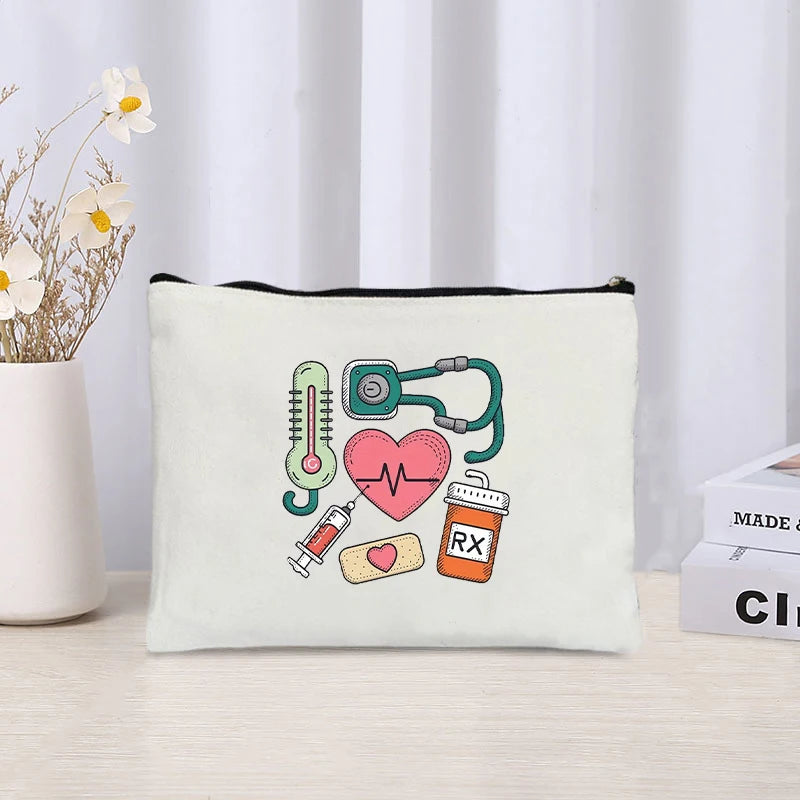 Medical Equipment Printed Medicine Bag Organizer Sundry Storage Zipper Pouch Office Supplies Pencil Case Gift for Doctors Nurses