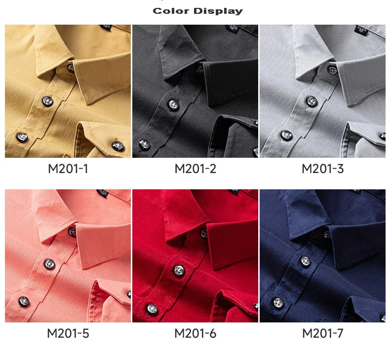 S-7XL New 100% Pure Cotton Men's Shirts Long Sleeves Solid Color Soft Regular Fit Casual Shirt Pocket Social Blouse Male Clothes
