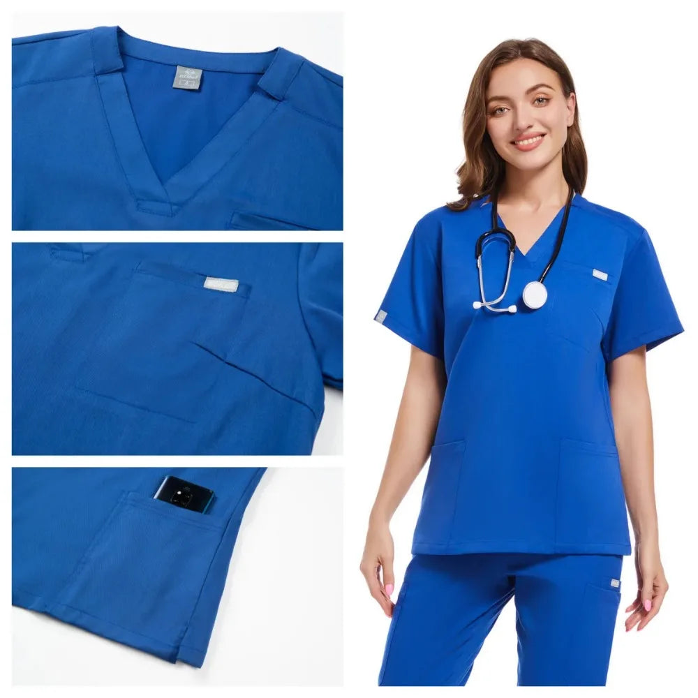 High Quality Medical Women Scrubs Sets Hospital Surgery Dental Clinic Beauty Spa Salon Lab Workwear Clothes Nurses Accessories