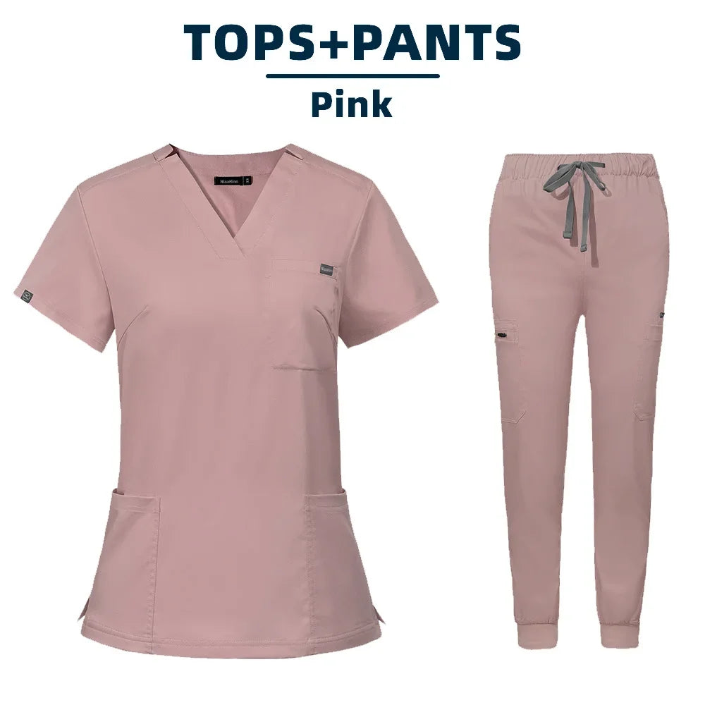Women Scrubs Sets Nurse Accessories Medical Uniform Slim Fit Hospital Dental Clinical Workwear Clothing Surgical Overall Suits