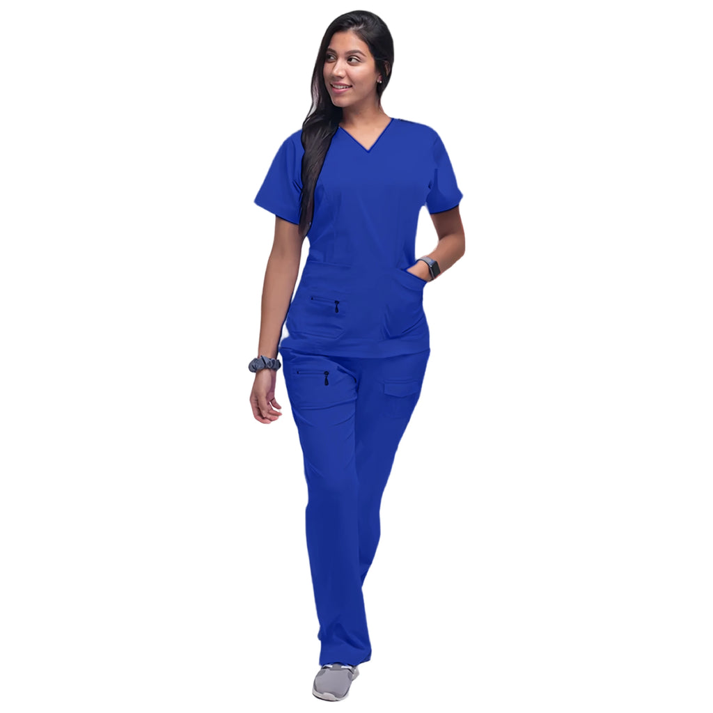Latest Scrubs Uniforms Sets Nurse Surgical Uniforms Doctor Blouse Woman Hospital Scrubs Set with Pocket Dentist Clinical Tshirt