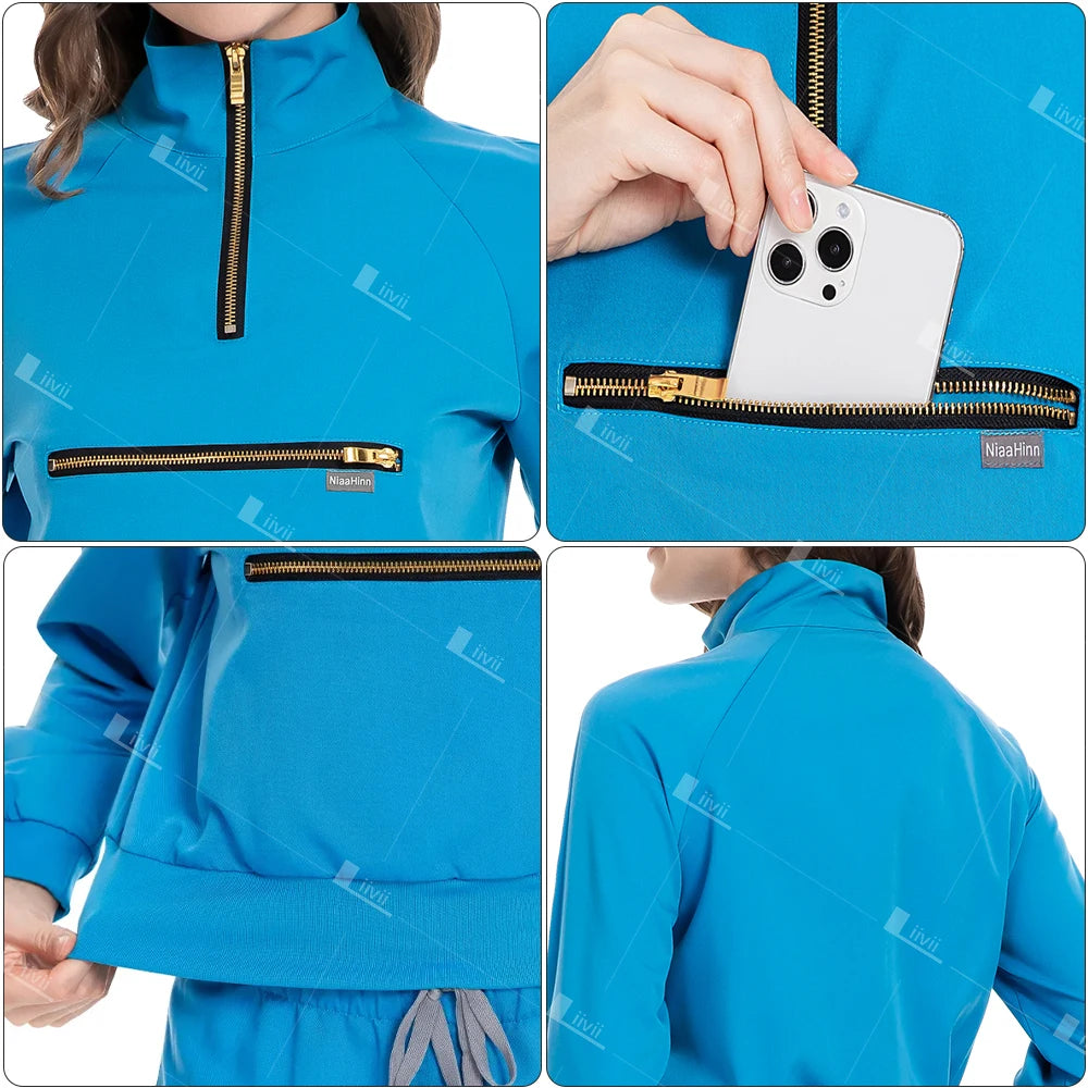 Surgical Uniforms Woman Beauty Salon Spa Work Clothes Long Sleeve Nursing Sets Medical Uniforms Clinical Suits Top Jogging Pants