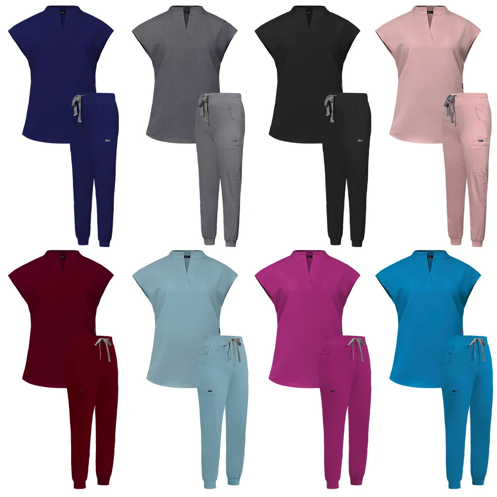 Slim Fit Scrubs Medical Uniforms Women Scrubs Tops Pant Hospital Nurses Accessories Dental Clinic Beauty Salon Spa Lab Workwear