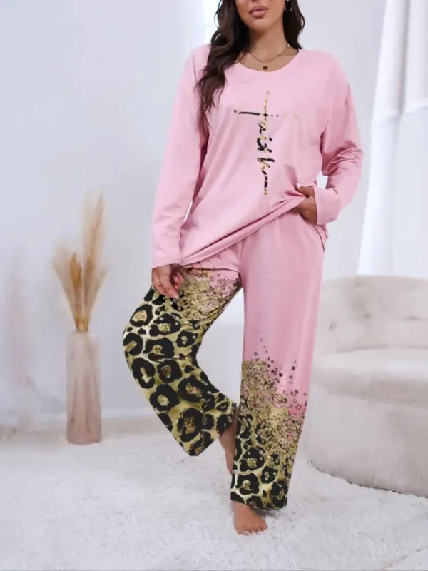 Plus Size Women's Fashion Winter Outfit Clothing Sets Flannel Pullover Warm Thicken Little Bear Graphical Round Neck Outfit