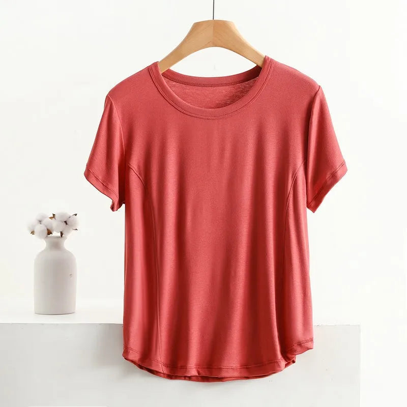 XL to 8XL plus size O-Neck Tshirts Women's basic T-shirt solid color half sleeves summer simple Tee Tops Bottoming Tees all mat