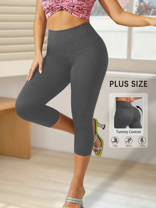Plus Size Leggings for Women  Super soft High Waisted Tummy Control Yoga Capri Pants  No See Through Workout Running Leggings