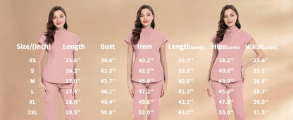 niaahinn Scrubs Set for Women Nurse Uniform Jogger Suit Stretch Top & Pants with Multi Pocket for Nurse Esthetician Workwear