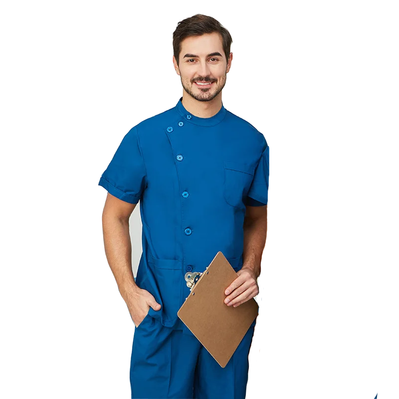 Clearance Scrub Set Uniform Solid Color Workwear Scrubs Uniforms Round Neck Women Men Working Suit Beautician Outfit Top Pant