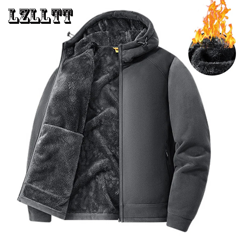 Winter Men Fleece Warm Jackets Mens Windproof Thick Jackets Parkas Coats Men Hooded Casual Outwear Jacket