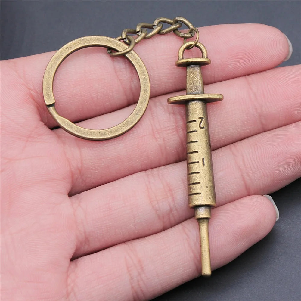 Nurse Doctor Needle Syringe Stethoscope EMT Caduceus Medical Symbol Brain Lungs Keychain Jewelry Medicine Graduate Gift