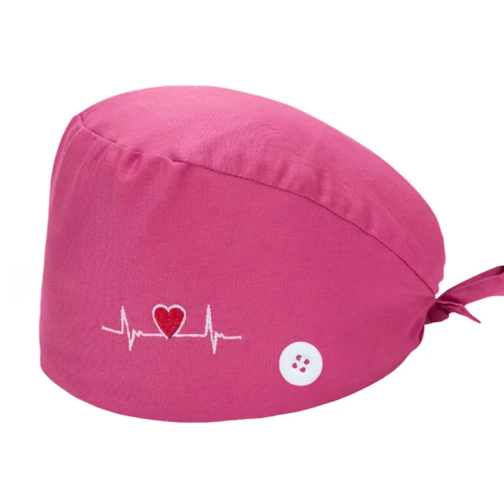 Solid color scrub cap with button pet grooming working Caps surgical cap Lab work hat womens Scrub hats nurse accessories