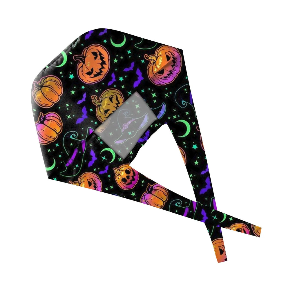 Halloween Cartoon Printing Scrubs Caps Hat Women Nurse Cap Pet Clinic Work Hat Scrub Hats Festive Accessories Nurse Hat