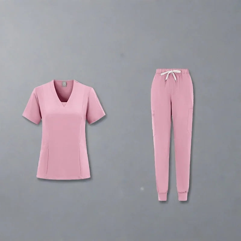 New Straight Pants Scrubs Set Medical Uniforms Stretch Tops with Pocket Nurse Uniform Surgery Suits Nursing Workwear Accessories