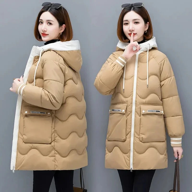 Long Winter Jacket Women Down Cotton Coats New Cotton Padded Puffer Parka Coat Women Hooded Outwear Thicken Warm Jacket 4XL