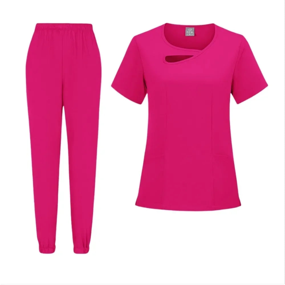 New Medical Doctor Nurse Surgical Uniforms Woman Scrub Set Beauty Salon Work Wear Clinical Scrubs Top-Pants Spa Nursing Tunic