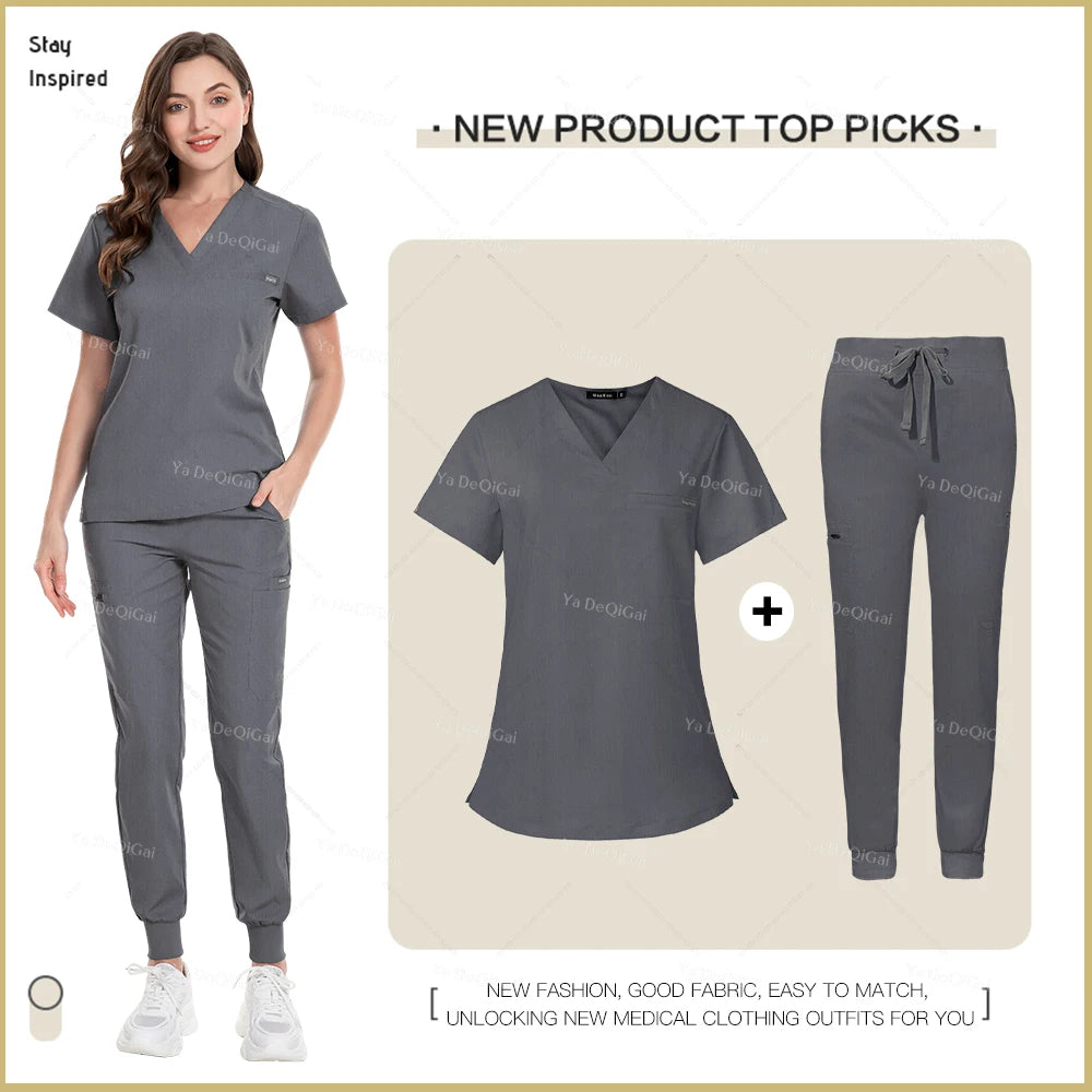 New Nurse Uniforms Women Men Casual Jogger Pants Set Pharmacy Work Clothes Medical Hospital Doctor Nursing Uniform High-end Suit
