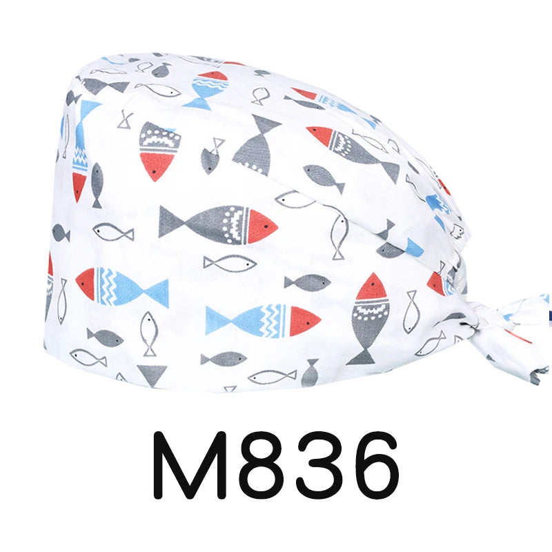 LONG HAIR Scrub Caps Surgical Medical Hats Cotton Nursing Caps Breathable Bouffant Healthcare Chef Pediatric Veterinary Hats M81