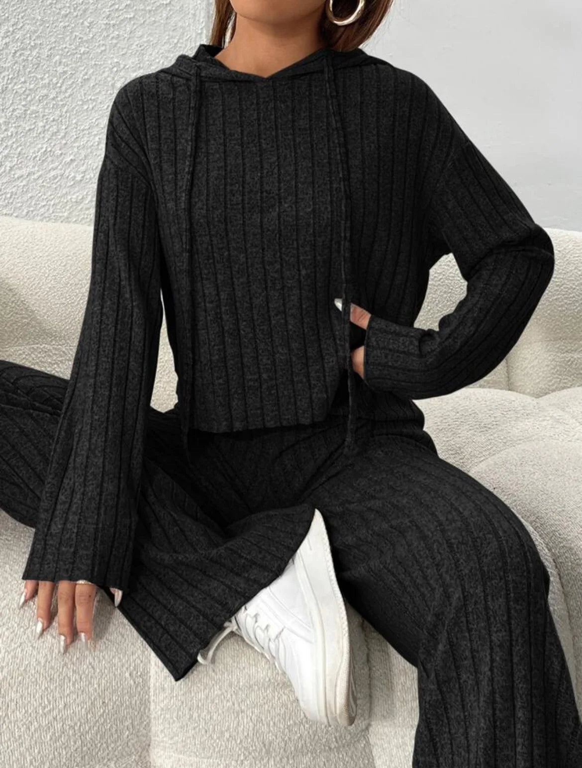 Fashion Long Sleeve Knitted Pant Sets Women Autumn Winter Home Casual Comfortable 2 Piece Sets Women Outfit  Two Piece Set