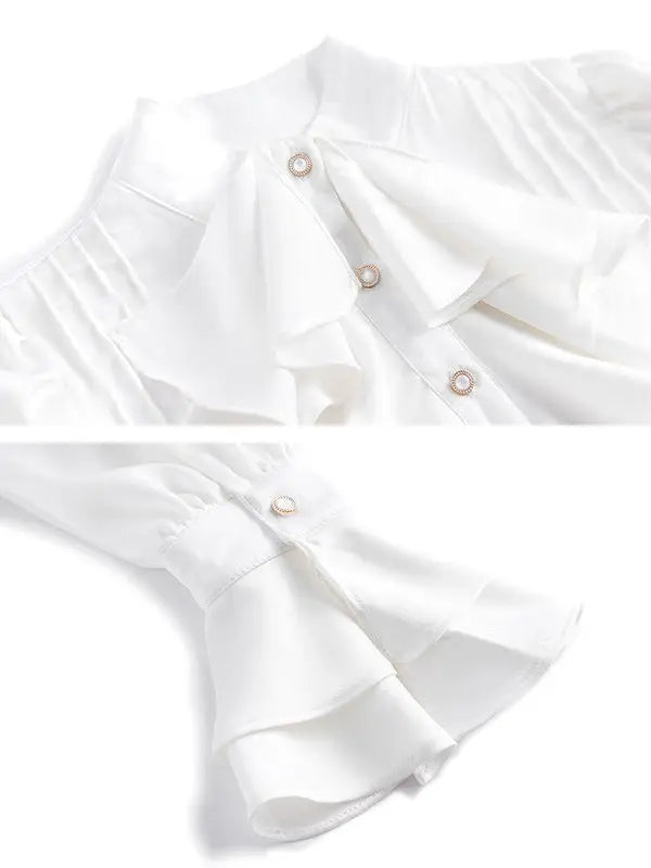 Office Lady Shirts for Women White Elegant Clothing All-match Fashion Korean Style High Street Chic Long Sleeve Spring Autumn