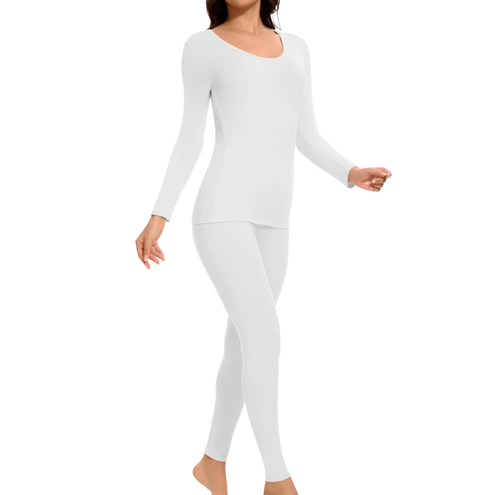 Plus Size Winter Thermal Underwear Suits Women's Long-Sleeved Tops Pants 2PCS Soft Comfortable Ladies Layer Clothing 6 Color