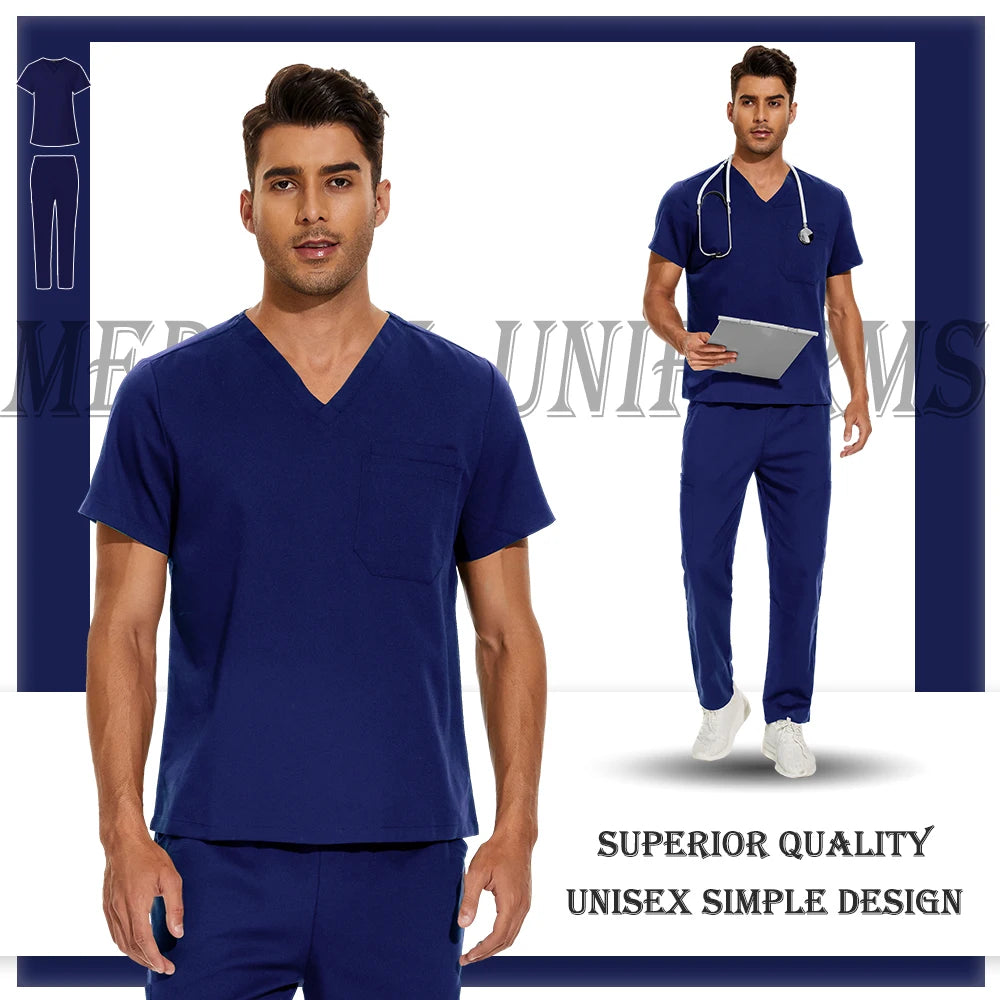 Nursing Scrubs Set High-quality Anti-Wrinkle Thick Medical Surgical Uniforms Hospital Tops Pants Doctor Nurse Uniforms Men Women