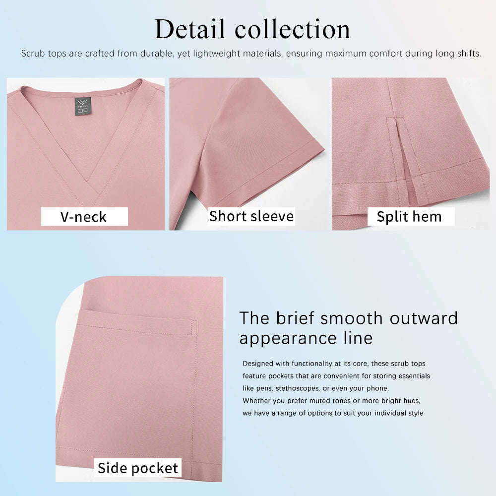 Wholesale Scrubs Top Medical Surgical Uniform Scrub Blouse Unisex Hospital Working Clothing Pharmacy Nurse Shirt Dental Workwear