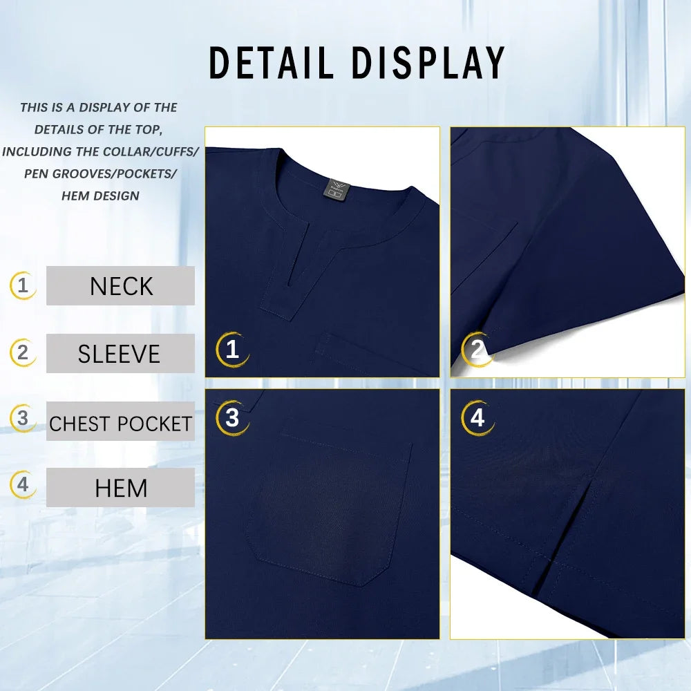 Medical Scrub Set Women Uniform New Doctor Nurse Surgical Uniform Durable Dental Pediatric Quick-Dry Healthcare Service Workwear