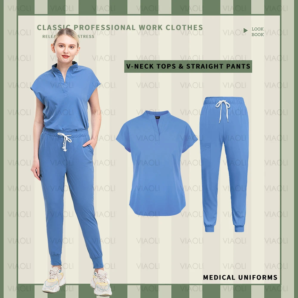 Fashion Clinical Surgical Uniforms Medical Scrubs Uniforms Sets Women Hospital Working Clothes Nurse Accessories Dental Workwear
