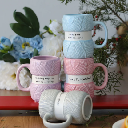 New Unique Knitting Style Mug 425ml Colorful Coffee Cup Insulated Water Cup Girl Christmas Holiday Gift Household Necessities