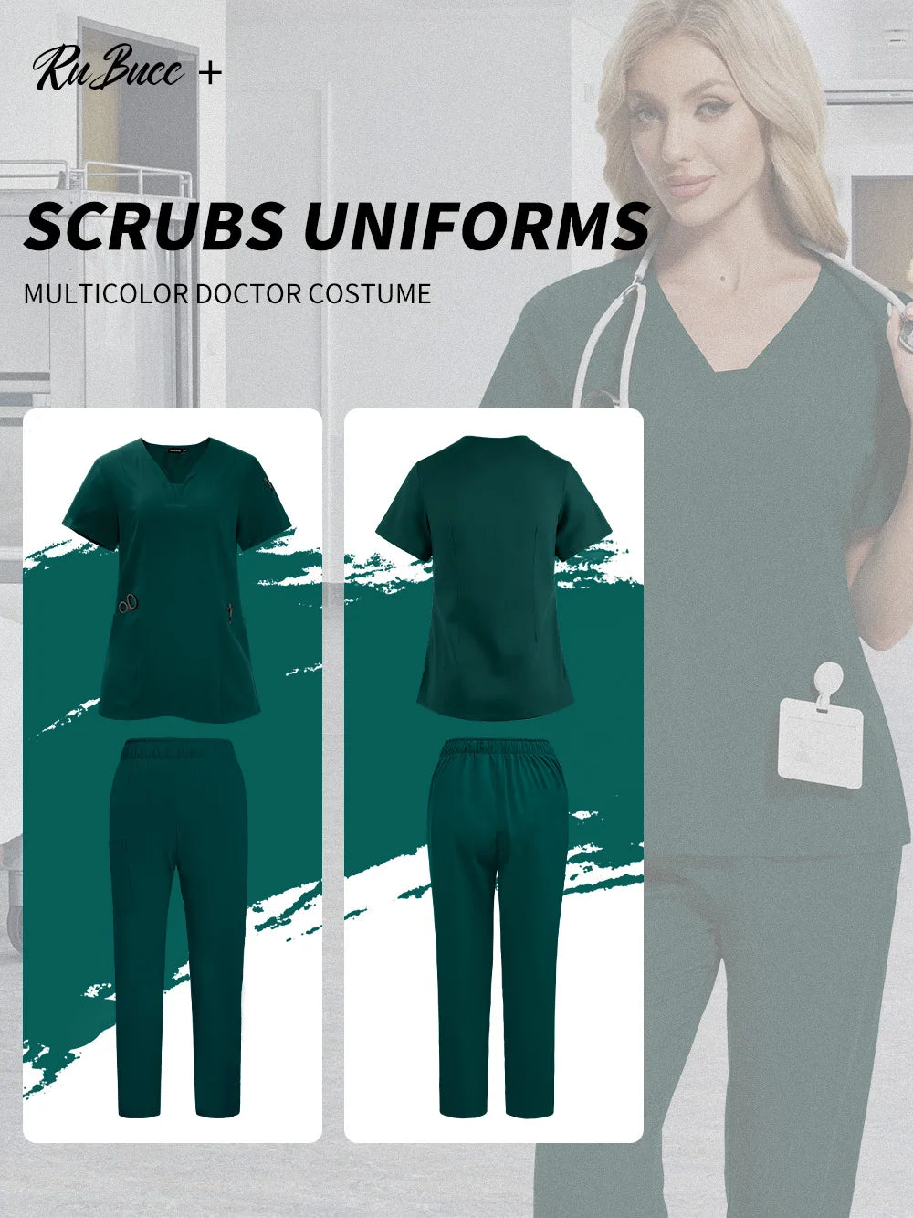 Pet Grooming Institutions Scrub Set Unisex V-Neck Beauty Salon Work Clothes Spa Uniforms Dentistry Surgical Scrub Tops Pants Set