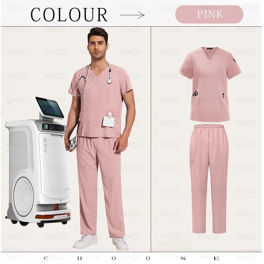 Multilcolors Beauty Work Clothes Hospital Nurse Uniforms Medical Scrub Set Women Men Clinical Clothes Dental Surgery Accessories