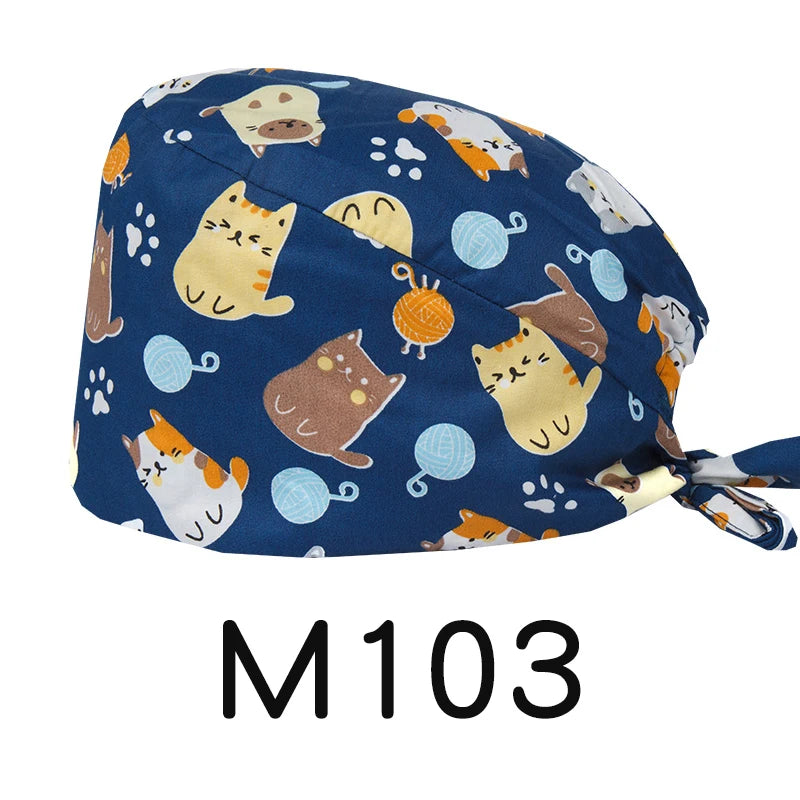 LONG HAIR Scrub Caps Surgical Medical Hats Cotton Nursing Caps Breathable Bouffant Healthcare Chef Pediatric Veterinary Hats M81