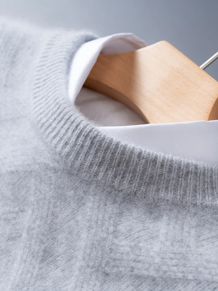 Men's Cashmere Sweater Autumn Winter  O-neck Long Sleeve Pullover  Casual Clothing 100% Merino Wool high-end Knitwear Top